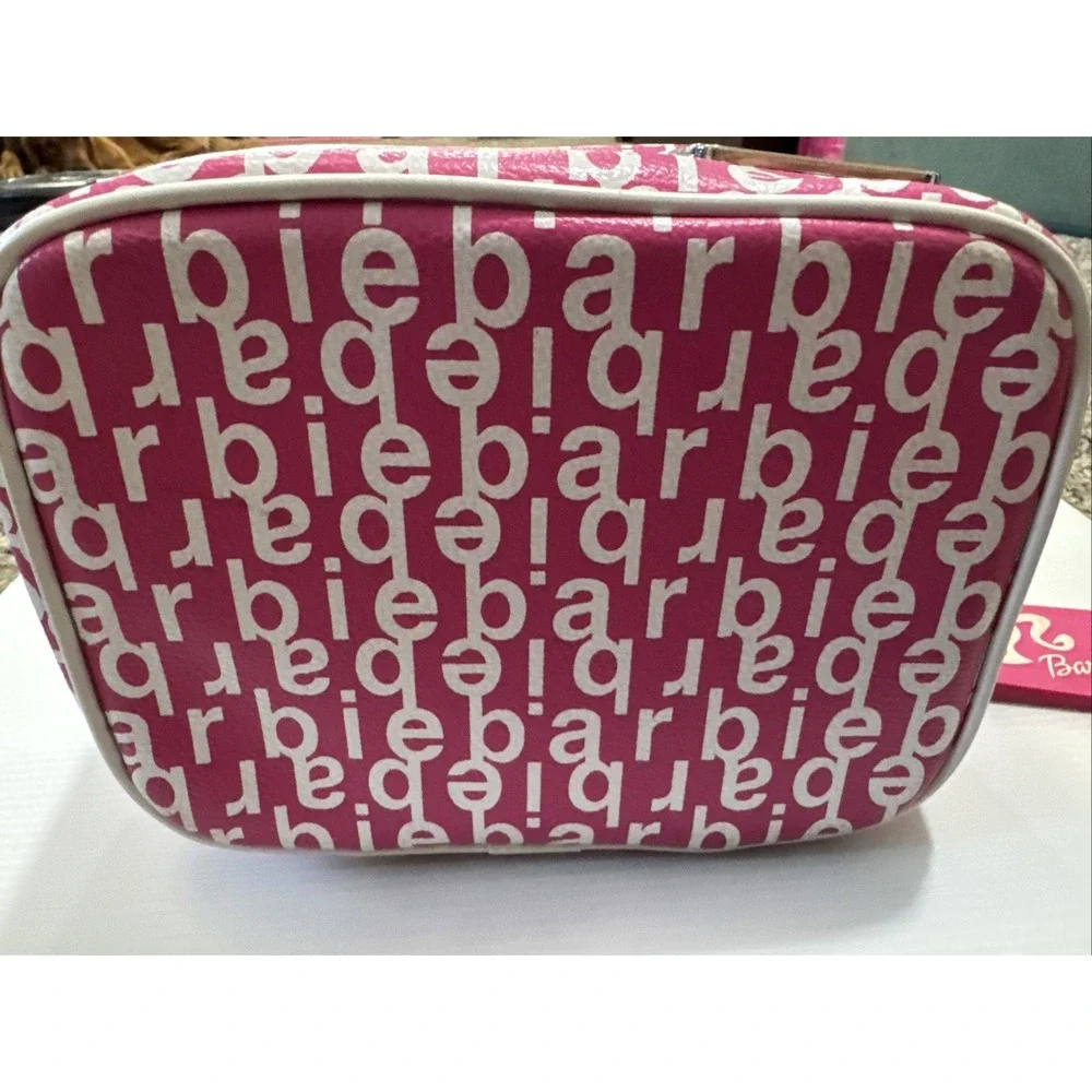 Vintage 2003 Makeup Travel Case Barbie‎ All Over Print Pink White 9x6x6 Rare Y2K